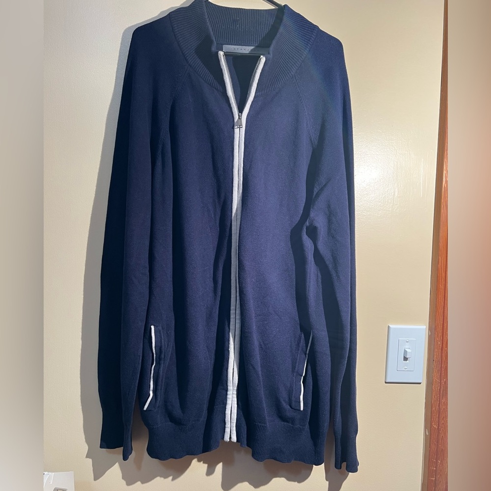 Men’s Sean John Navy Blue Full Zip Sweater Size 3XL